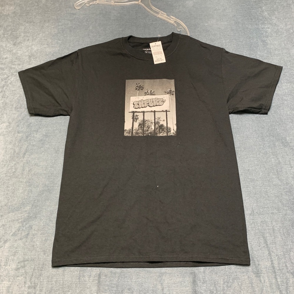 Zumiez T Shirt Men Medium Black Empire Billboard Surf Graffiti Palm Tree Graphic